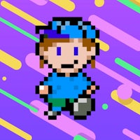 a pixelated image of a boy in a blue hat