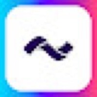 a purple and blue square with an arrow on it