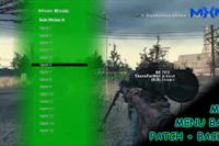 a green screen with the words menu bar patch and back