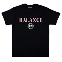 a black t - shirt with the word balance on it