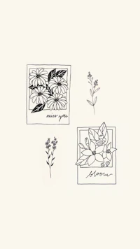a set of cards with flowers and leaves on them