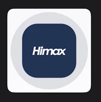 the himax logo on a black background