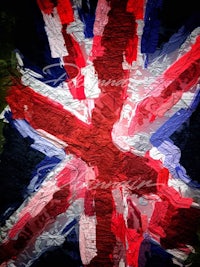 an image of a british flag painted on a black background
