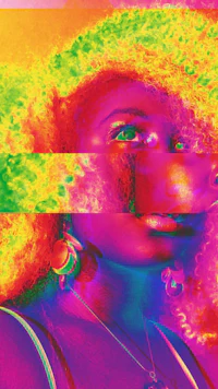 an image of a woman with colorful hair