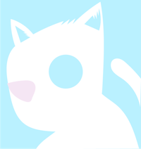 a white cat on a blue background