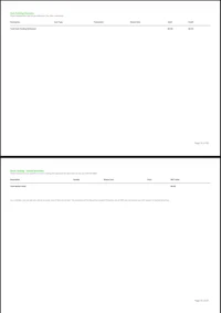 a sample of a blank invoice template with a green background