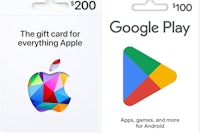 a google play gift card and an apple gift card