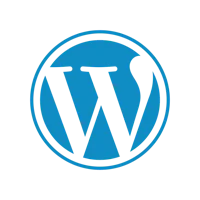 a blue wordpress logo on a black background