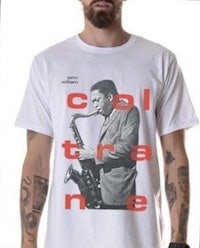 a man wearing a t - shirt that says coltrane
