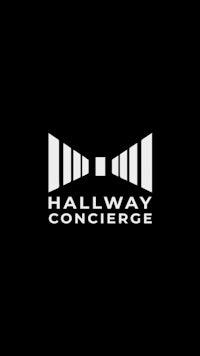 Hallway Concierge logo, black and white hallway in the form of a bow