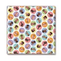 a colorful background with shoes on it