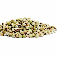 a pile of pistachios on a white background