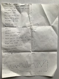 a piece of paper with writing on it