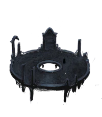 a black and white drawing of a circular structure