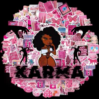 a pink circle with the word karka on it