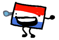 a cartoon character with a beard and a flag