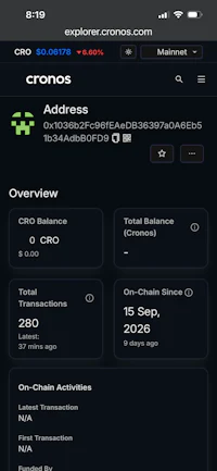 a screenshot of the cronos app on an iphone