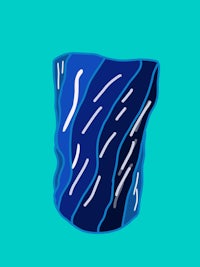 a blue mug on a turquoise background