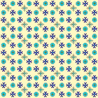 a blue and green floral pattern on a yellow background
