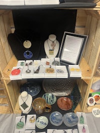 a crate with a variety of items in it