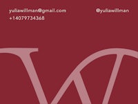 a business card with the letter w on it