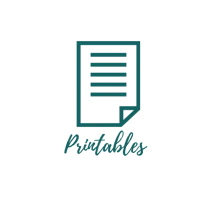 printables logo on a black background