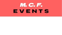 m f events logo on a red background