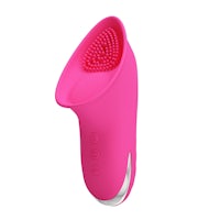 a pink shaver on a white background