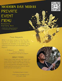 modern day midas private event menu