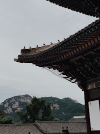 an asian building with a roof
