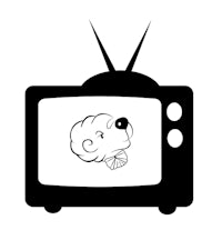 a black and white illustration of a tv with a teddy bear on it
