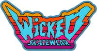 wicked skatewear logo on a black background