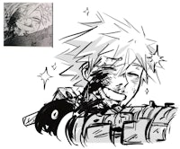 a drawing of an anime character holding a gun