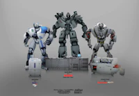 a group of robots standing next to each other