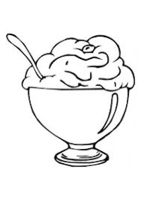 a drawing of a bowl of ice cream with a spoon