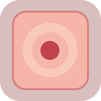 a pink square with a red circle in it