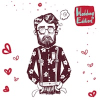 an illustration of a man with a beard and suspenders