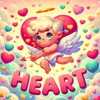 a cartoon cupid with a bow and arrow in the clouds