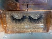 mink lashes in a gold box