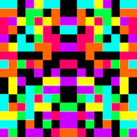 a colorful pixel pattern on a black background