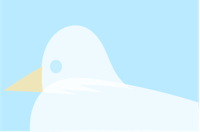 a white bird with a yellow beak on a blue background