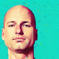 a painting of a man with a bald head