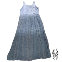 a blue dress with a tattoo on it