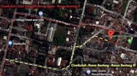 a map showing the location of a building and a street