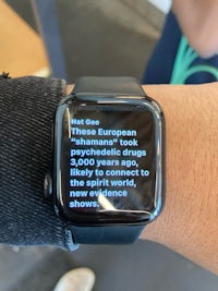 an apple watch with a message on it