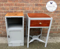 a bedside table with a drawer next to it