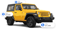 a yellow jeep with dollar signs on it