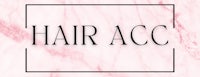 hair acc logo on a pink marble background