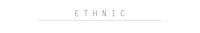 a black and white logo with the word ethnic