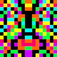 a colorful pixel pattern on a black background